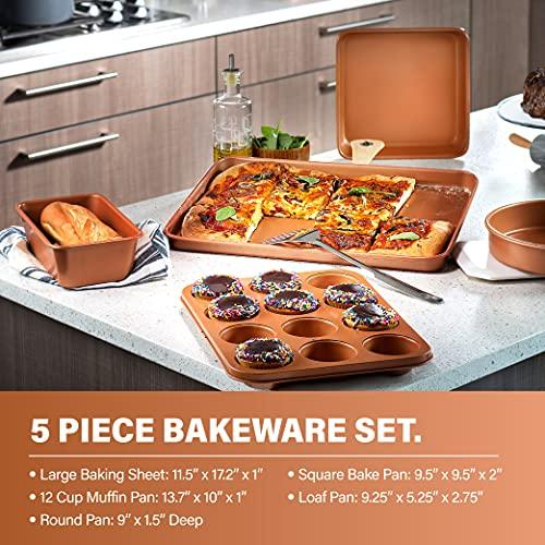 Gotham Steel Hammered 15 Pc Ceramic Pots and Pans Set Non Stick Cookware Set, Kitchen Cookware Sets, Ceramic Cookware Set with Non Toxic Cookware, Copper Pot and Pan Set, Oven & Dishwasher Safe - CookCave