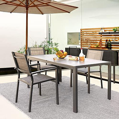 Devoko Patio Dining Table for 6 Outdoor Patio Table 59" x 35" Weather-Resistant Rectangular Table for Deck, Garden, Backyard - CookCave