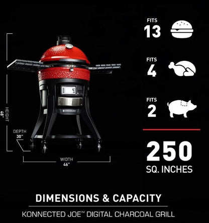 Kamado Joe Konnected Joe Digital Charcoal Grill and Smoker with Auto-Ignition and Temperature Control - KJ15041123 - CookCave