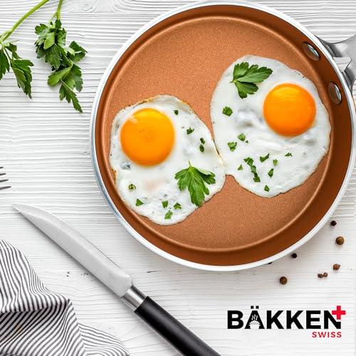 Bakken- Swiss 2-Piece Mini Nonstick Egg Pan & Omelet Pan – Egg Pan [5.5''] with Copper Non-Stick, Skillet – Eco-Friendly –for Eggs Pancakes, for All Stoves - Non Toxic, Dishwasher Safe - CookCave