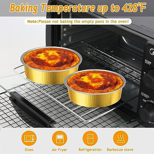 LNYZQUS 8oz Mini Pie Pans With Lids 50 Pack, Disposable Aluminum Foil Small Cake Pans 4 Inch Tart Baking Tins,Individual Mini Cheesecake Pans Contaniers Creme Brulee Ramekins-Gold - CookCave