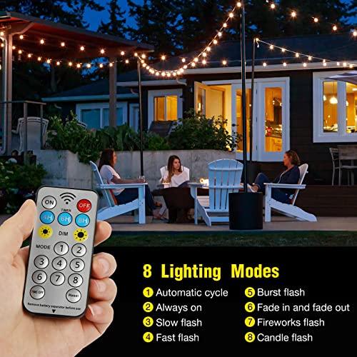 Outdoor String Lights 48FT, Outdoor Lights Waterproof ETL Listed with 18 Shatterproof Bulbs, Personalized 8 Lighting Modes Remote Control Patio Lights for Patio Decor Porch Balcony Backyard Party - CookCave