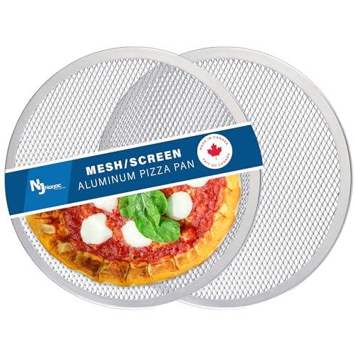 Norjac Pizza Screen, 14 Inch, 2 Pack, Seamless Rim, Restaurant-Grade, 100% Aluminum Pizza Pan, Oven-Safe, Rust-Free. - CookCave