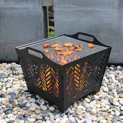 OutVue 20 inch Fire Pits for Outside with Grill & Storage Bag,Portable Fire Pit,Wood Burning Fire Pit with Poker & Spark Screen, Firepit for Outdoor, Patio, Yard, Garden, Camping - CookCave