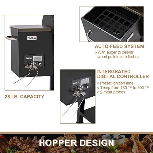 Royal Gourmet PL2032 Wood Pellet Grill on Clearance with Intelligent Digital Control System & Auto-Feed System, 786 Square Inches of Cooking Area, Bronze - CookCave