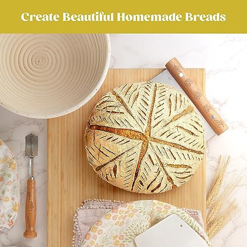 Joyallia Printed Floral Banneton Bread Proofing Basket Set of 2 Round 9 inch w Premium Tools |Sourdough Proofing Basket | Bread Proofing Baskets for Sourdough | Proofing Bowl - CookCave