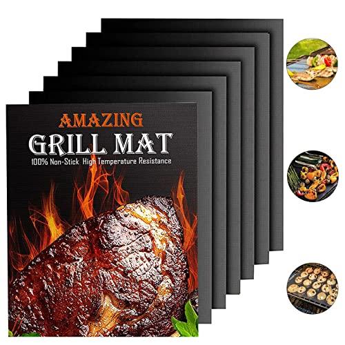 NEWKITCHEN Grill Mats for Outdoor Grill, Set of 6 Nonstick Grill Mat Reusable and Easy to Clean - Works on Gas, Charcoal, Electric Grill and More - 15.75 x 13 Inch - CookCave