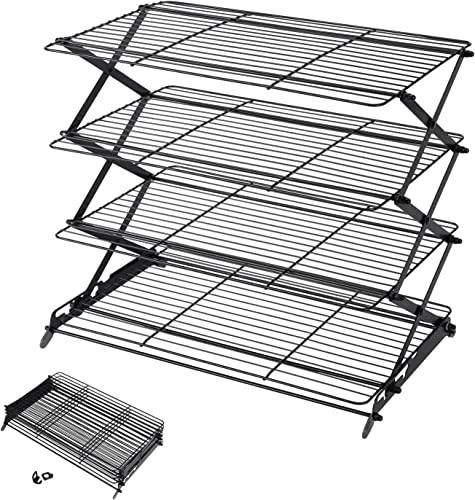 Geesta 2/3/4-Tier Upgraded Collapsible Cooling Rack with Adjustable 3 Setting Design Stackable Roasting Cooking Drying Wire Cooling Rack for Cookies Baking Gifts for Women - CookCave