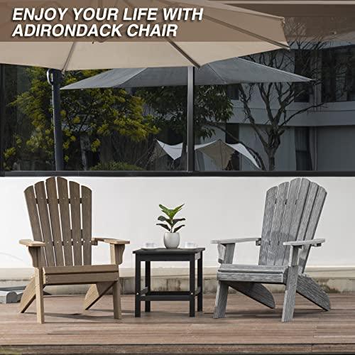 ACUEL Adirondack Chair Outdoor, Oversized Patio Chair Poly Lumber, Weather Resistant & Heavy Duty, Fire Pits Chair for Porch, Poolside, Lawn, Backyard and Garden, 350lbs Capacity (Light Brown) - CookCave