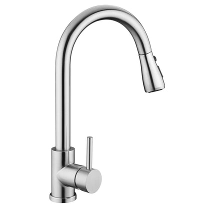 VFAUOSIT Kitchen Faucets, Kitchen Sink Faucet with Pull Down Sprayer Brushed Nickel Stainless Steel Modern High Arc Single Handle Single Hole Pull Out Kitchen Faucet for Bar Laundry RV Utility Sink - CookCave