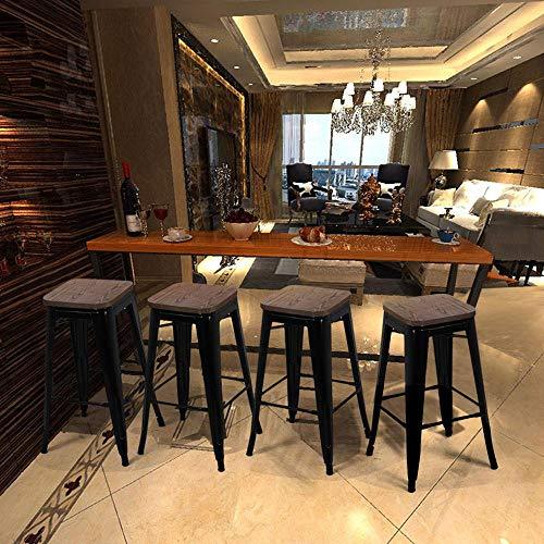 Yaheetech 26inch barstools Set of 4 Counter Height Metal Bar Stools, Indoor Outdoor Stackable Bartool Industrial with Wood Seat 331Lb, Black - CookCave