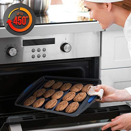 NutriChef 10-Piece Kitchen Oven Baking Pans - Deluxe Carbon Steel Bakeware Set with Stylish Non-stick Blue Coating Inside&Out,Blue Silicone Handles Dishwasher Safe & PFOA, PFOS, PTFE Free (NCBK10S) - CookCave