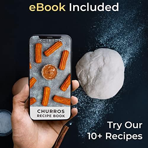 Churrera Churro Maker Machine - Free Recipe eBook Included - 8 Interchangeable Discs - Churros Maker Machine - Cookie Machine - CookCave