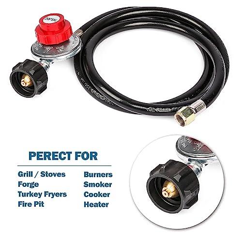 Uniflasy Fire Pit Installation Kit for Propane Connection, Propane Fire Pit Hose Kit Suit for Firepit Outdoor Fireplaces Fire Pit Table, Come with 1/2 Key Valve Air Mixer Valve Regulator Hose - CookCave