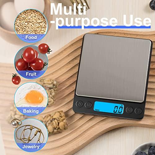 YONCON 3000g Digital Kitchen Food Scale with 0.1g Accuracy, Tare Function, and LCD Display - For Cooking, Baking, and Jewelry - CookCave