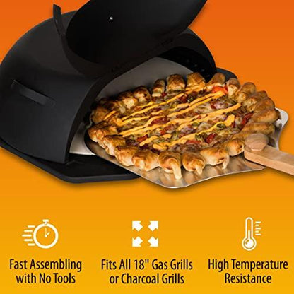 HeatGuard Pro Geras Pizza Oven for Grill - Grill Top Pizza Maker for Outside - 15" Pizza Stone, Pizza Peel Kit - Outdoor Portable Backyard BBQ Pizzas Maker Charcoal Grill, Pellet, Propane Gas Wood - CookCave