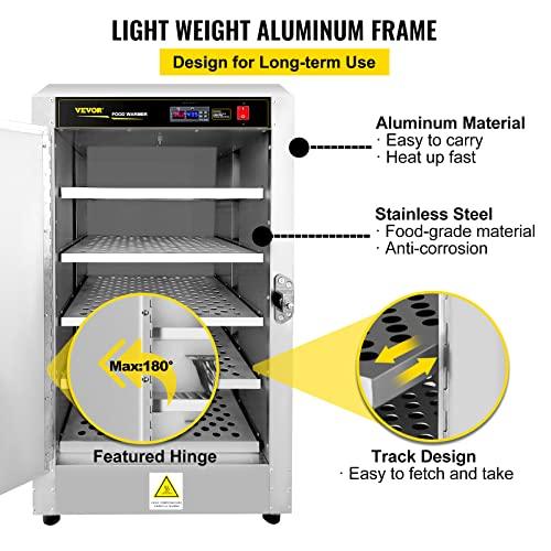 VEVOR Hot Box Food Warmer, 19"x19"x29" Concession Warmer with Water Tray, Five Disposable Catering Pans, Countertop Pizza, Patty, Pastry, Empanada, Concession Hot Food Holding Case, 110V UL Listed - CookCave
