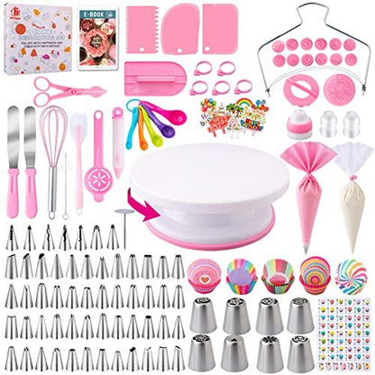 Cake Decorating Supplies Kit Tools 356pcs, Nifogo Baking Accessories with Cake Turntable, Pastry Piping Bag, Piping Icing Tips for Beginners or Professional - CookCave