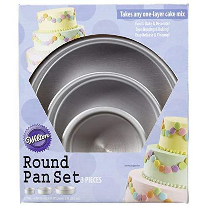 Wilton Aluminum Round Cake Pans, 3-Piece Set with 8-Inch, 6-Inch and 4-Inch Cake Pans - CookCave