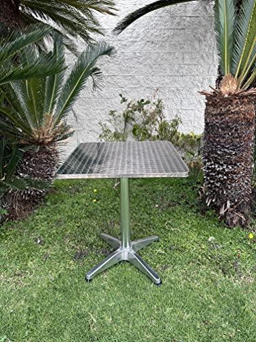 BTEXPERT Silver Indoor Outdoor 23.75" Restaurant Table for Patio Stainless Steel Aluminum Furniture with Base, 23.75Inch Square X 27.7" Height-One - CookCave