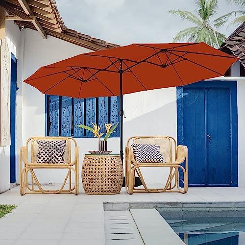 HERA'S PALACE 13ft Rectangle Patio Umbrellas, Large Outdoor Umbrella with Crank, Powerful UV Protective, Table Umbrella Outdoor Patio for Backyard, Pool, Garden, Deck - CookCave