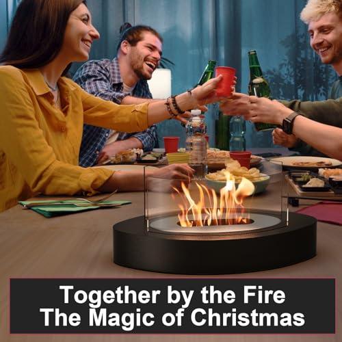 GIESIOE Tabletop Fire Pit,Indoor & Outdoor Table Top Firepit Ethanol Tabletop Fireplace Bowl for Table Decor Family Dinner Thanksgiving Christmas Decorations-Black - CookCave