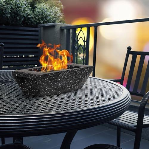 Tabletop Fire Pit 12.5" Portable Table Top Firepit Bowl Smokeless Indoor Outdoor Table Top Fireplace Garden Patio Balcony Decor Gifts for Women Mom House Warming Gifts New Home Decor Concrete-Black - CookCave