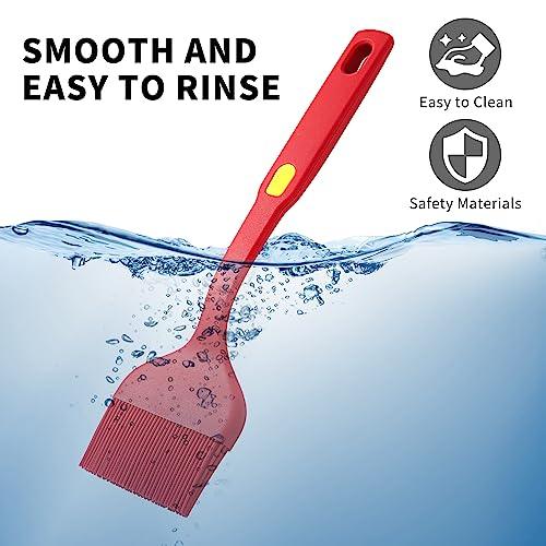 ESSBES Extra Large Silicone Pastry Brush - Heat Resistant Extra Wide Basting Brush - Dishwasher Safe Oil Brush for Cooking, Baking, Grilling, Spreading Oil, Butter, BBQ Sauce or Marinade (Red Yellow) - CookCave