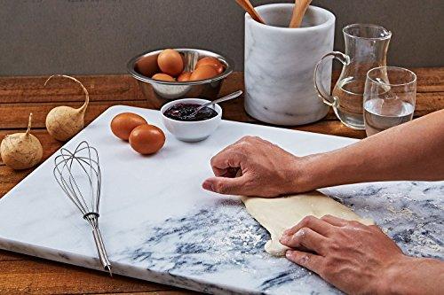 JEmarble Pastry Board 16x20 inch Set with Rolling Pin/Wooden Handles 18 inch(White) Non-Slip Rubber Feets for Stability Perfect for Keep the Dough Cool and Chocolate Tempering(Premium Quality) - CookCave