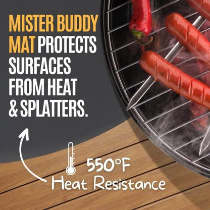 Mister Buddy Mat 72" x 48" - Under Grill and BBQ Mat - Deck and Patio Rubber Protective Grilling and Fire Pit Pad - Double Sided for Outdoor and Indoor Use, Perfect for Charcoal, Gas Grills & Smokers - CookCave