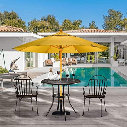 VINGLI Cast Aluminum Patio Table with Umbrella Hole Outdoor Bistro Table, Cast Aluminum Patio Dining Table, Outdoor Table with Umbrella Hole (32" Diax29 H) - CookCave