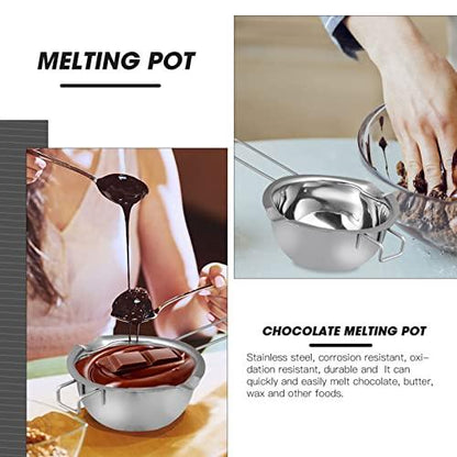 EXCEART 1 Set Double Boiler Pot Stainless Steel Water Boiling Melting Pot with Dual Pour Spout for Candle Butter Chocolate Cheese Caramel 400ml - CookCave