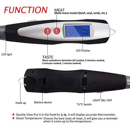 Meat Thermometer Digital Food Thermometer with Electronic Ready Alarm, Instant Read Thermometer Fork for BBQ Cooking Grilling Kitchen Gadgets Steak Pork - CookCave