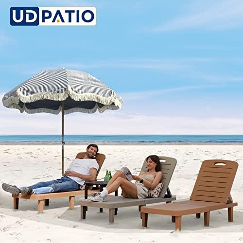 UDPATIO Oversized Outdoor Chaise Lounge Chair Set of 2, 5-Level Adjustment Backrest, Extra Widen Chaise with Cup Holder Easy Assembly for Pool Beach Garden - CookCave