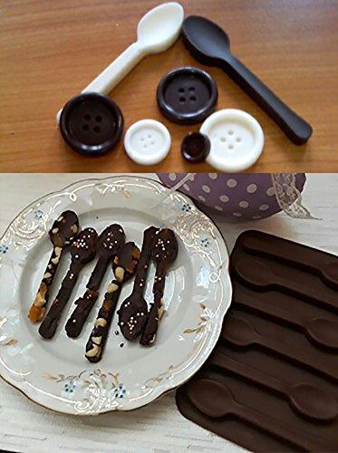 NUOMI 2 Pack Silicone Spoon Chocolate Molds 6 Cavities Candy Making Molds DIY Specialty Bakeware, Brown, Small-14.5X9.8 CM - CookCave