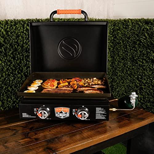 22 Inch Blackstone Griddle with Lid, Nonstick Tabletop Gas Griddle Outdoor Combo with Blackstone Seasoning and Conditioner, Wholesalehome Cloth, and Reusable Gloves Included - CookCave