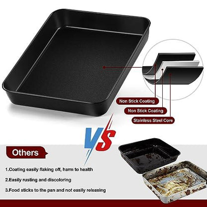 TeamFar Lasagna Pan with Lid, 12.5’’ Coated Rectangular Brownie Cake Pan with Stainless Steel Core & Non Stick Coating, for Baking Roasting, Toxic Free & Oven Safe, Easy Release & Clean (1 Pan+1 Lid) - CookCave