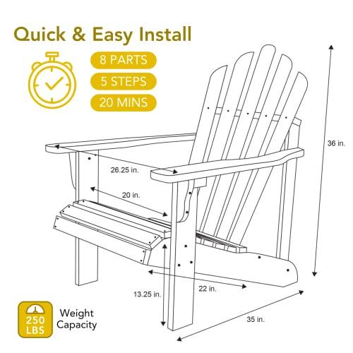 Shine Company 4611N Westport Wood Adirondack Chair | Back & Seat Pre-Assembled – Natural - CookCave