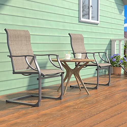 Amopatio Patio Chairs Set of 4, Outdoor Dining Chairs for All Weather, Breathable Garden Outdoor Furniture for Backyard Deck, Brown - CookCave