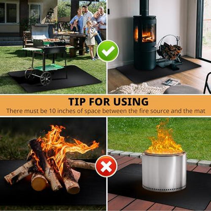 EasyAcc 24 x 31in Fireproof-Grill Mats for Outdoor Tabletop Grill to Protect Your Grill Table-Fireproof-BBQ Barbecue Mat Heat Resistant Grill Table Mat-Waterproof & Oilproof BBQ Mat-Black (0.6mm) - CookCave