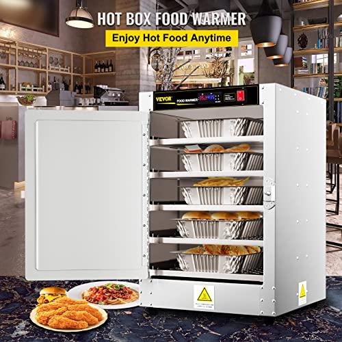 VEVOR Hot Box Food Warmer, 19"x19"x29" Concession Warmer with Water Tray, Five Disposable Catering Pans, Countertop Pizza, Patty, Pastry, Empanada, Concession Hot Food Holding Case, 110V UL Listed - CookCave