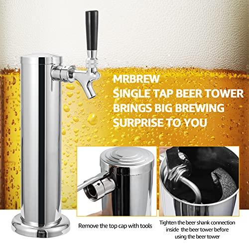 MRbrew Single Tap Draft Beer Tower, Support Countertop and Kegerator Installation, Stainless Core Beer Faucet Stainless Steel 3'' Flange Brewing Tower Dispenser Kit with Self-Closing Faucet Spring - CookCave