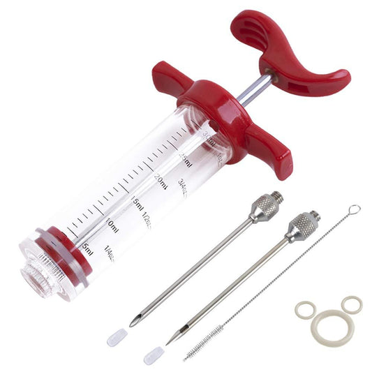 Ofargo Plastic Marinade Injector Syringe with Screw-on Meat Needle for BBQ Grill, 1-oz, Red, Recipe E-Book (Download PDF) - CookCave