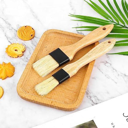 Pastry Basting Brushes, 2PCS Oil Brushes Boar Bristle Brushes BBQ Brushes for Sauce BBQ Basting Brush Kitchen Brush for Oil Egg Spread Marinade Sauce, Black (2 Specifications) - CookCave
