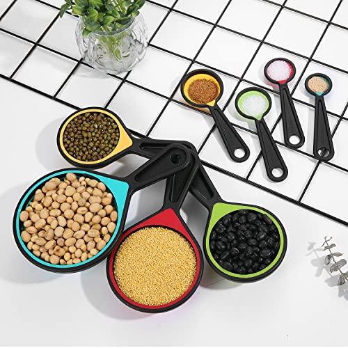 Collapsible Silicone Measuring Cups and Spoons Set 8-Piece Adjustable Measuring Cup Camper Kitchen Accessories Measure Cups and Spoons Set… - CookCave
