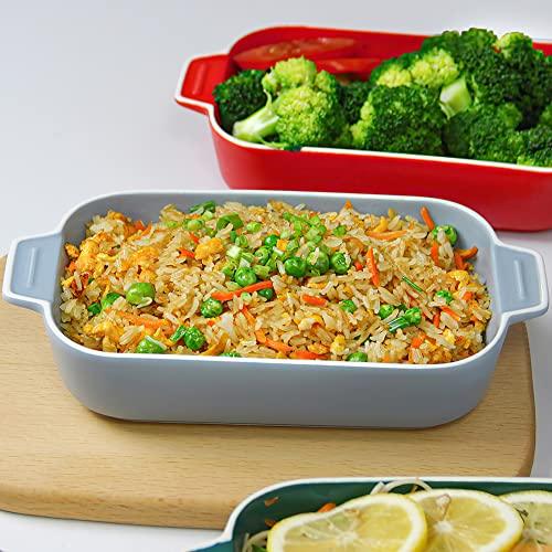 Au Gratin Baking Dishes, YFWOOD 8.7''X5'' Small Casserole Dishes for The Oven, Bakeware With Double Handle for Casseroles, Lasagna & Cobblers, Oven, Microwave & Dishwasher Safe,Set Of 2,Blue - CookCave