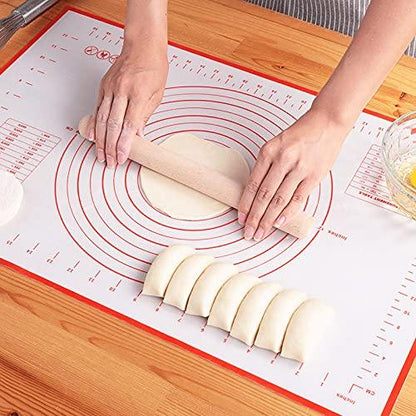 Silicone Pastry Mat Extra Thick Non Stick Baking Mat, Fondant Mat,Counter Mat,Dough Rolling Mat, Oven Liner, Pie Crust Mat (16''(W)*20''(L), Red) - CookCave