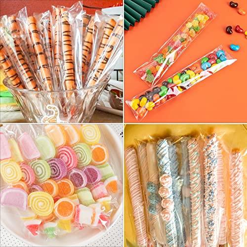 Cellophane Bags, Treat Bags, Clear Cellophane Gift Bags, Self Adhesive Sealing Plastic Gift Bags, Resealable Cellophane Bag for Pretzel rods, Candy, Snack 2 x 8 Inch pretzels individual bags 100 Pcs - CookCave