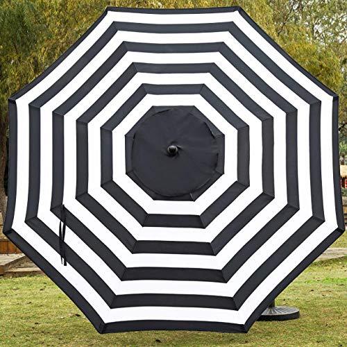 Sunnyglade 9' Patio Umbrella Outdoor Table Umbrella with 8 Sturdy Ribs (Black and White) - CookCave