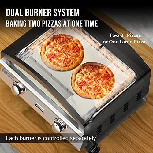 Outdoor Gas Pizza Oven Makes 2 Pizzas or Extra Large Pizza, 25" Large Capacity Pizza Maker, Versatile Grill Stove with 19" Baking Stone for Steak Meat Seafood, Save Time Cooking Amount Food for Party - CookCave